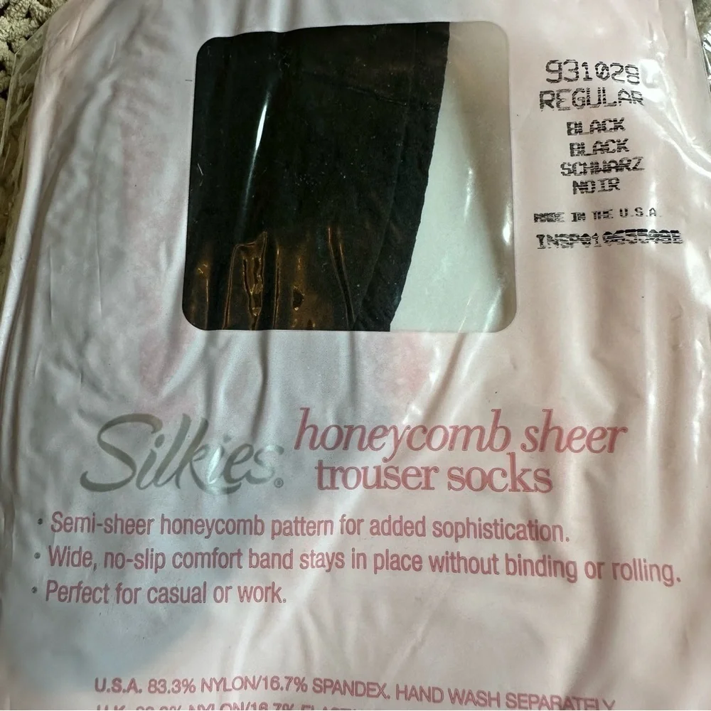 Vintage Silkies Honeycomb Black Sheer Trouser Socks & Nude Ultra Compression NEW